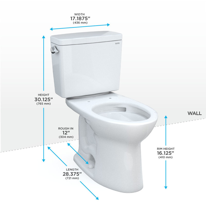 Drake® 1.6 GPF Elongated Two-Piece Toilet with Tornado Flush (Seat Not Included), Sedona Beige, 12"