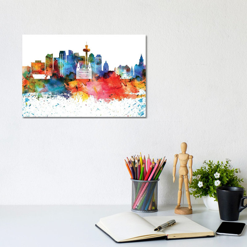 Liverpool Skyline by WallDecorAddict - Wrapped Canvas Painting, 20.32 cm H x 30.48 cm W