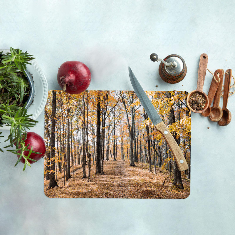 Planche à découper en verre Autumn Forest Scenery, 7,9 po x 11,8 po