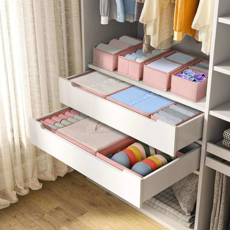 Ensemble de 15 tiroirs de rangement pour vêtements - Organisateur de sous-vêtements, de chaussettes et de soutien-gorge pliables avec bacs de rangement en tissu non tissé pour l'organisation de commode, garde-robe et garde-robe
