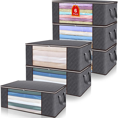 100L Foldable Storage Bags For Clothes, Blankets & More - Waterproof, Reinforced Handles, Clear Window