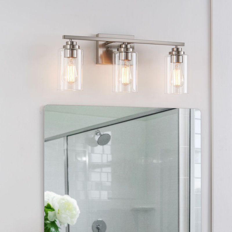 Quitterie - Éclairage pour meuble-lavabo, Nickel brossé, Clear, 3