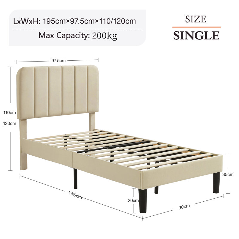 Shasta Upholstered Beds, Modern Platform Bed Frame with Adjustable Headboard, Wooden Slats Support, No Box Spring Needed