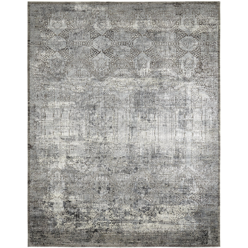 Area Rug in Gray, Rectangle 9'9" x 13'9"