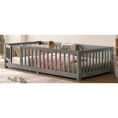 Lits sécuritaires pour enfants, lit simple en bois de pin, style rustique gris pour la maison