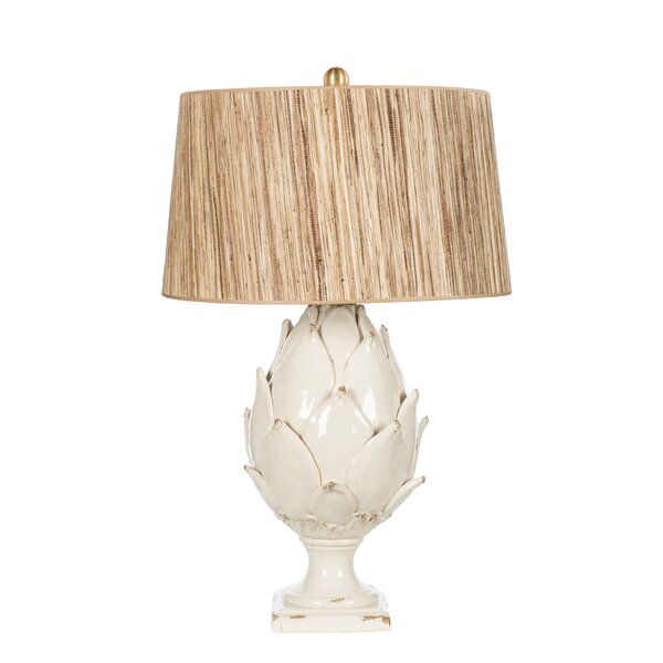 Regina Andrew Design Leafy Artichoke Ceramic Table Lamp, White/Natural