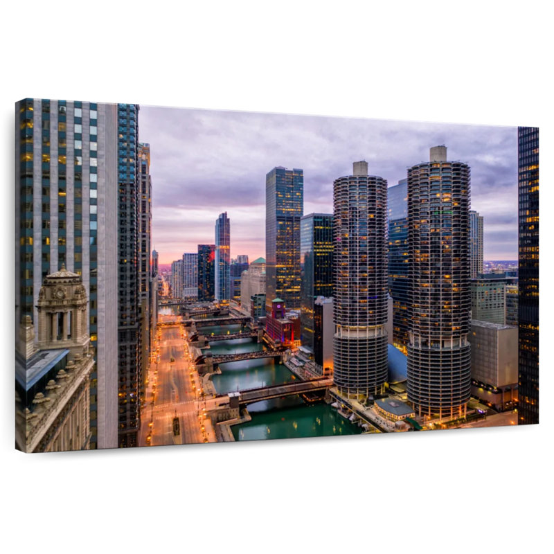 Vue sur la rivière Sirpi Chicago Riverwalk, H 24 po x l 36 po