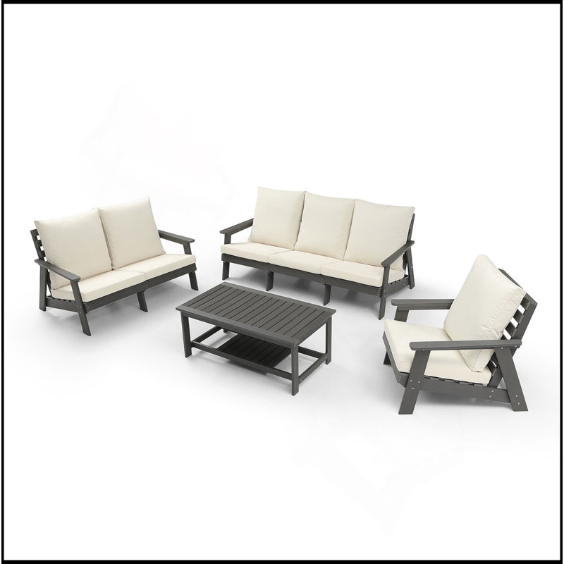 Causeuse d'extérieur élégante et confortable avec finition grain de bois, parfaite pour une utilisation toutes saisons et une élégante assise de jardin.