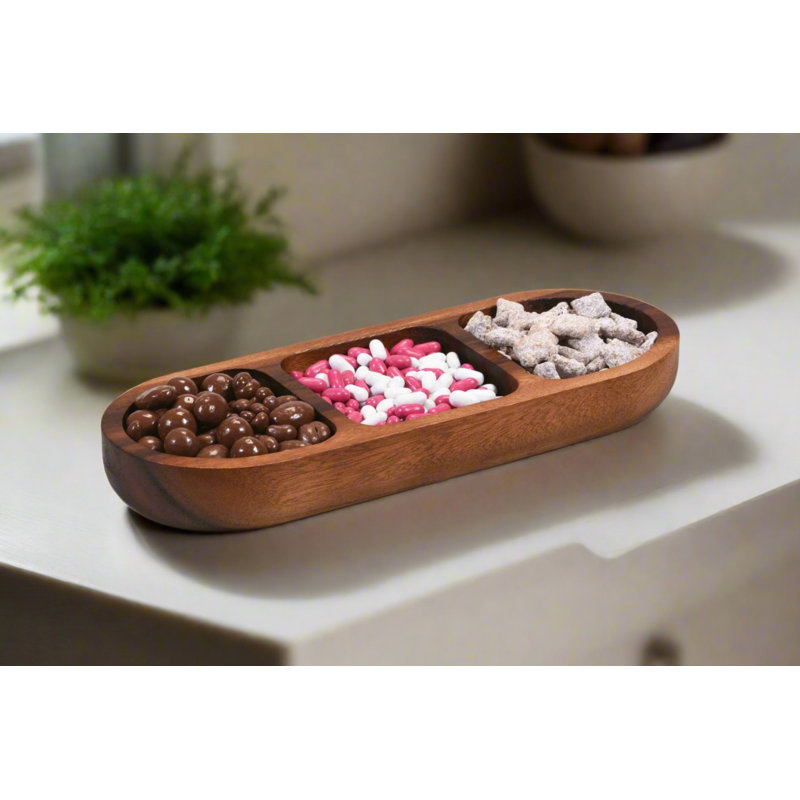 Acacia Wood Divided Serving Dish