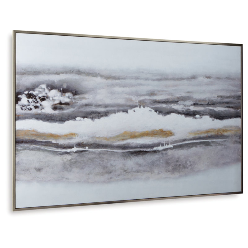 Large Abstract Gray and Gold Canvas Wall Art