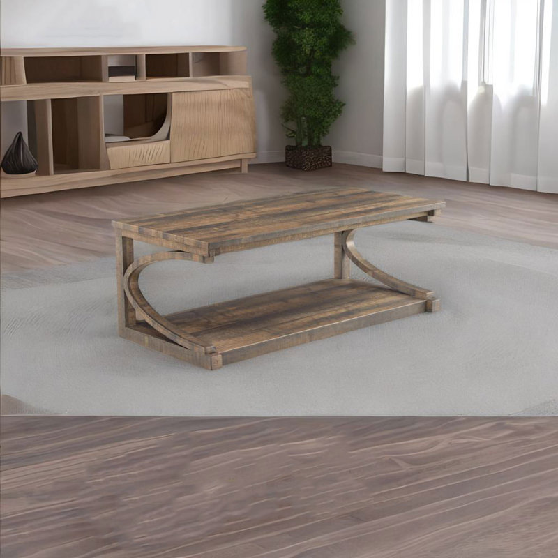 Jamarus Solid Wood Top Single Coffee Table, Brown Wood
