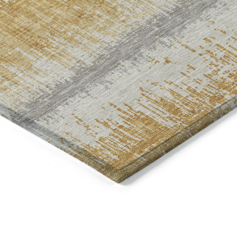 Tapis intérieur lavable rayé en cuivre doré 10 pi x 14 pi
