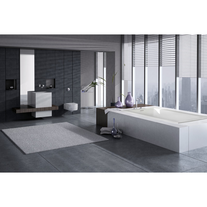 Emma 66'' L Bathtub, Bone, Satin Chrome