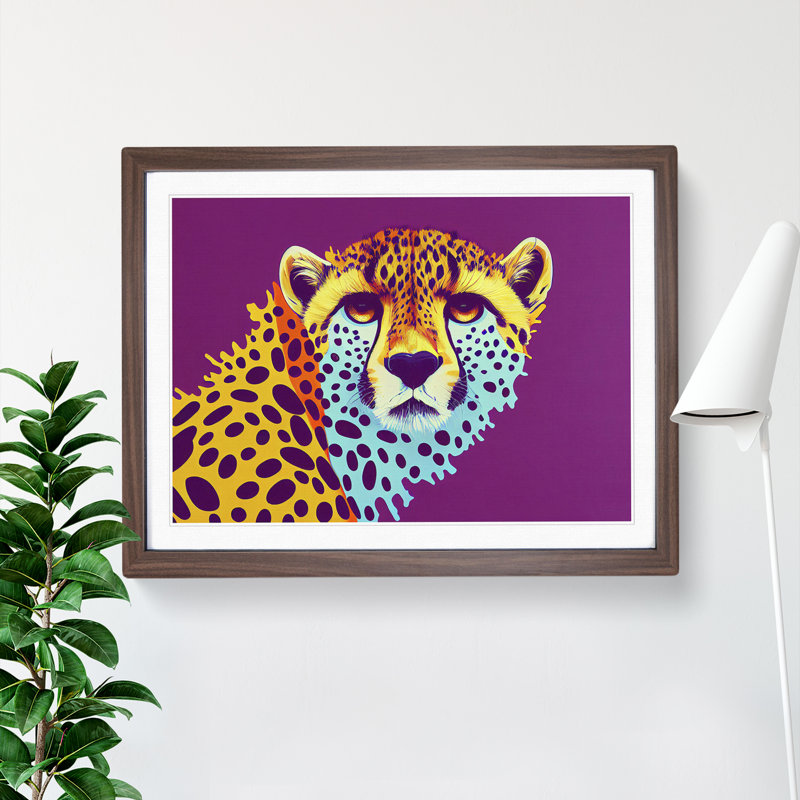 Unforgettable Cheetah - Framed Print, 46cm H x 64cm W x 2cm D, Walnut