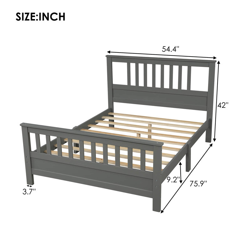 Esteban Wood Platform Bed with Headboard, Gray, Full