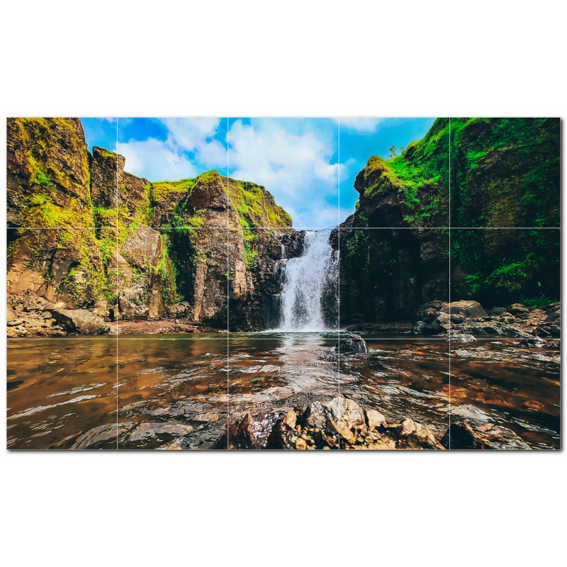 Murale en céramique satinée 8 "x 8" Waterfalls Photo