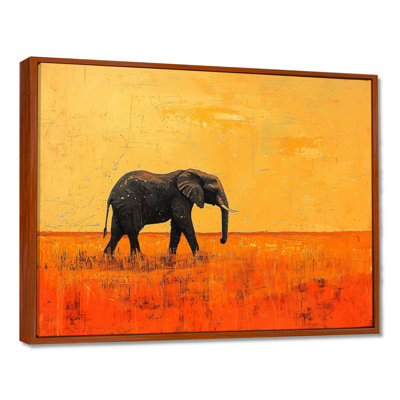 Coucher de soleil éléphant dans le désert doré II - éléphant, art mural
