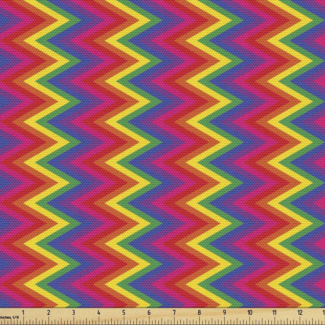 Gewebe als Meterware, Zig Zag Chevron-Form, Geometrisch, Mehrfarbig