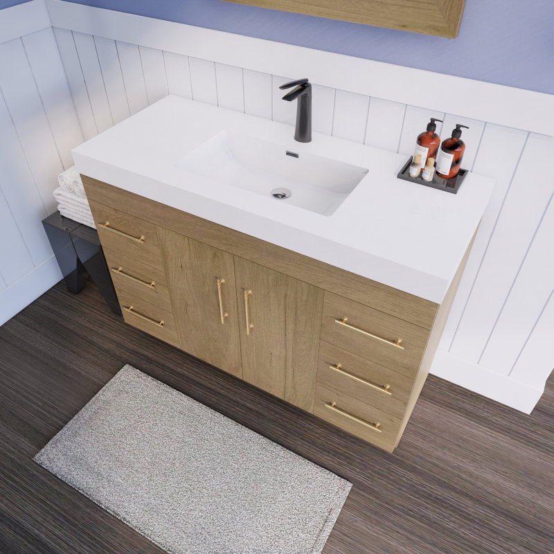 48'' Single Bathroom Vanity with Acrylic Top, White Oak