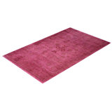 Overdyed Hand-Knotted Wool Modern-Contemporary Pink Area Rug 3' 1" x 5' 1"