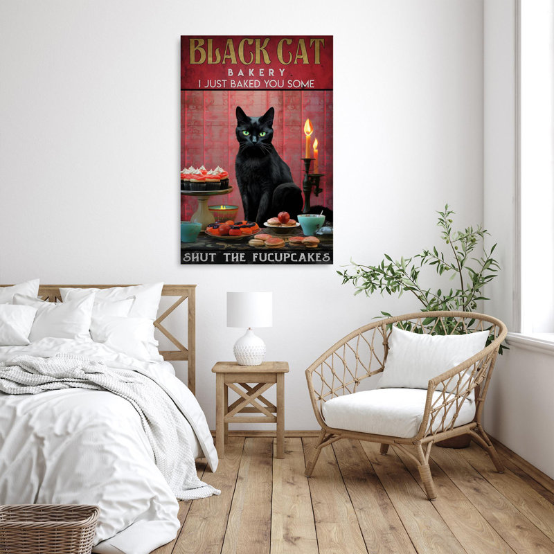 «Black Cat Bakery 1», impression sur toile, H 20 po x l 16 po x P 1,25 po
