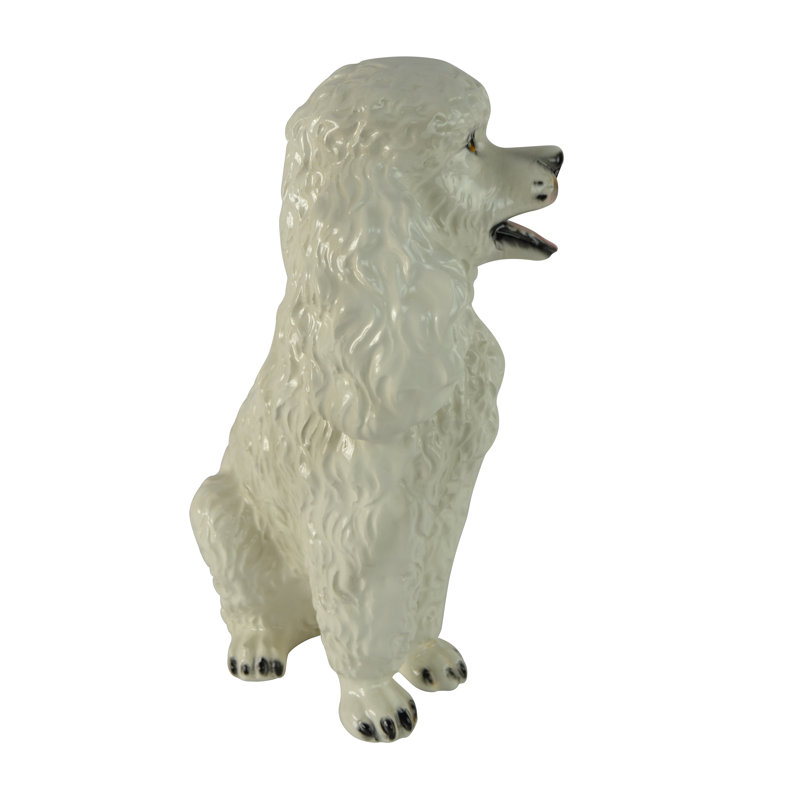 Large Poodle Dog Ceramic Statue 11” Tall