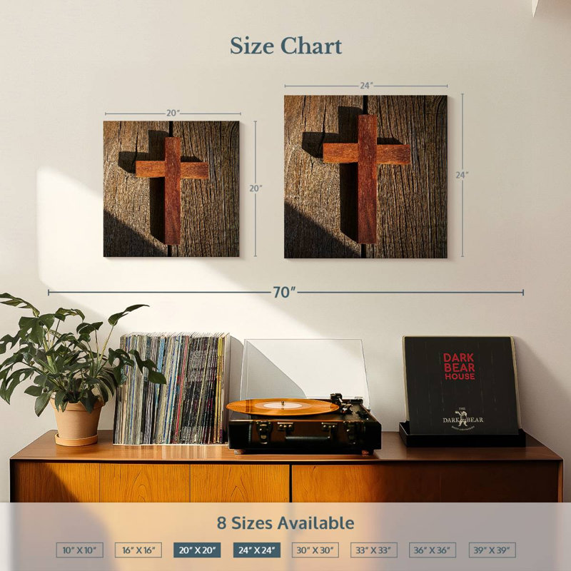 Adella Sunlit Wooden Cross, 24" H x 24" W
