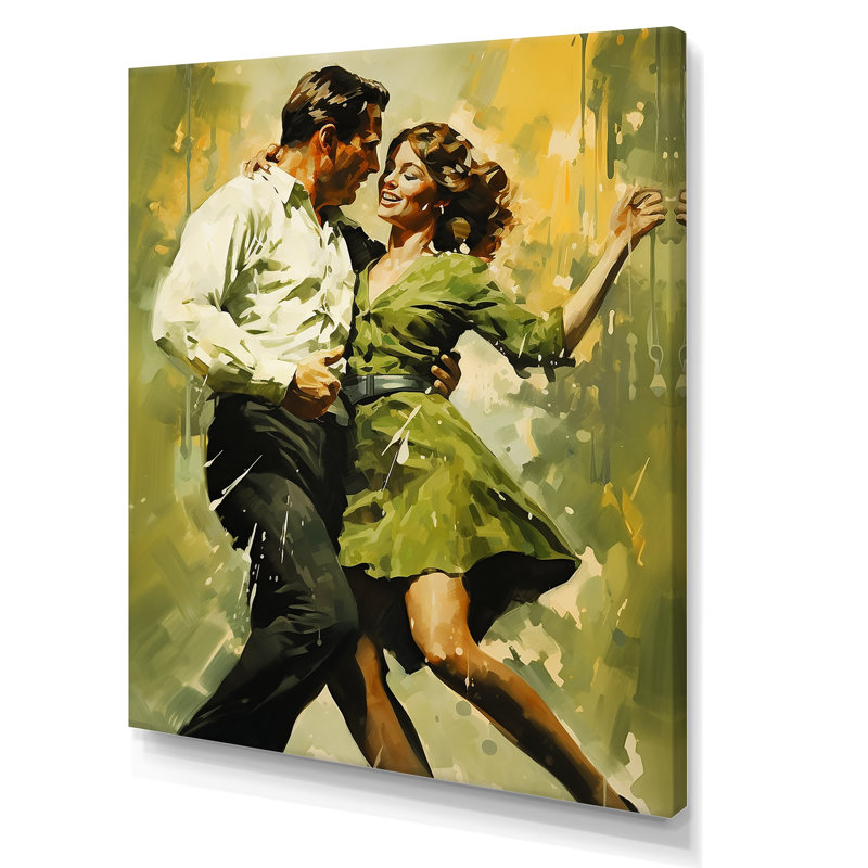 Danse dansante des années 60 sur toile, Toile tendue, H 40 po x l 30 po x P 1,5 po