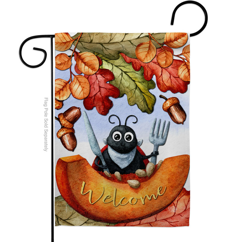 Drapeau de jardin 3 x 18,5 pouces coccinelle en polyester 3 côtés