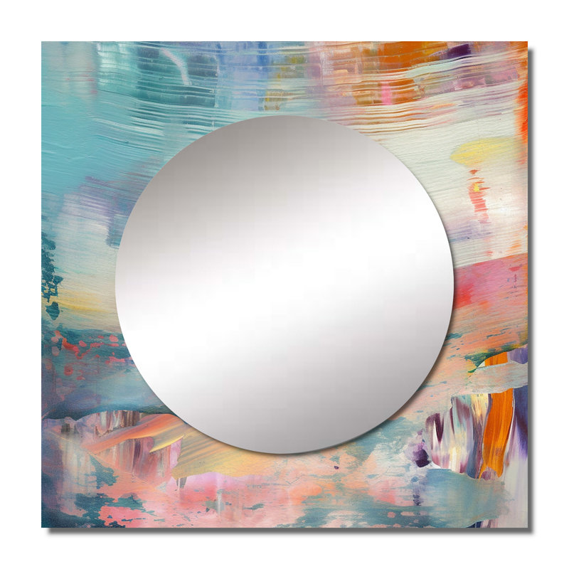 «Spring Miracles In Tender Retro Pastel I», art abstrait avec miroir mural de salon, 23 po x 23 po