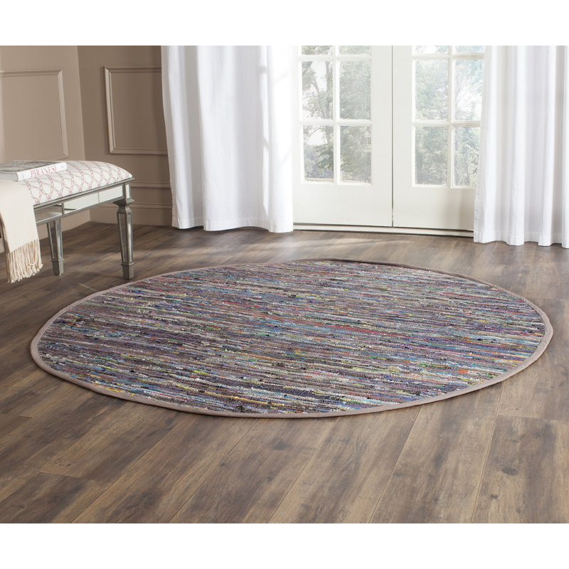 Bussard Rug Hand Woven Cotton Abstract Rug, Round 6'