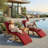 Outdoor Chaise Lounge Cushions Set of 2, Tri-Fold Water-Resistant Replacement Cushions for Patio Lounger Chairs with Hook-and-Loop Fasteners-129859817