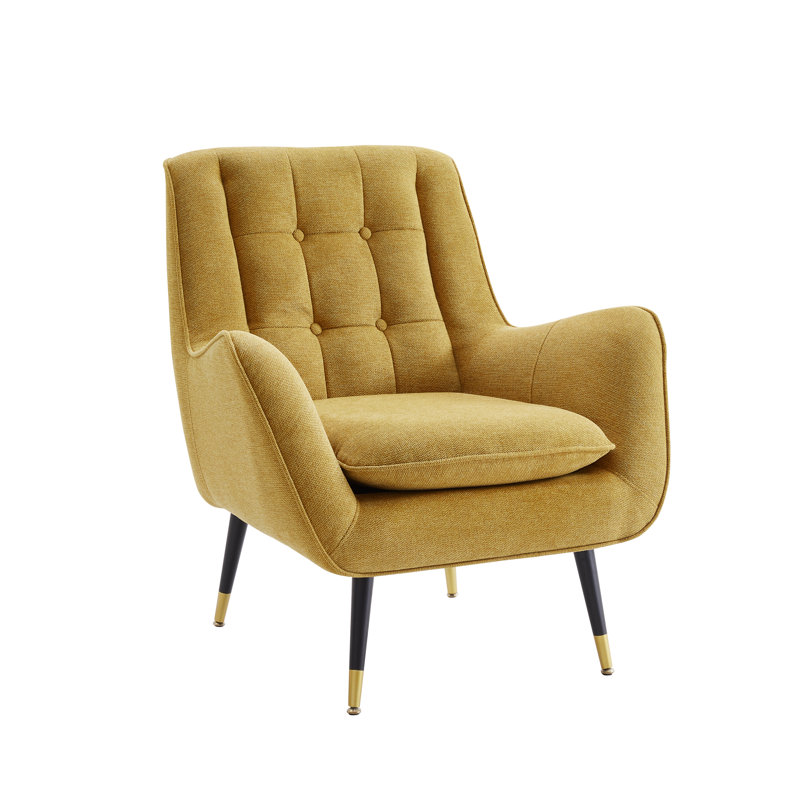 Brianne 30.31'' W Tufted Upholstered Accent Armchair, Yellow Linen Blend