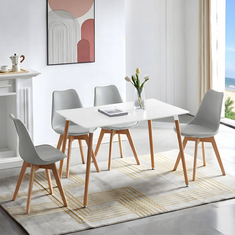 Nero 4 - Person Dining Set, White, Grey