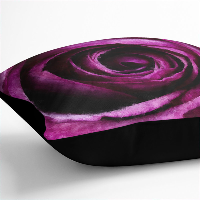 Purple Rose Flower Vol.2 Painting Square Throw Cushion, Black, 55cm H x 55cm W x 20cm D