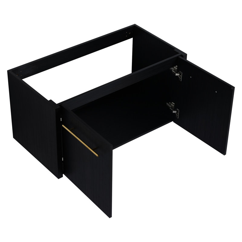 Meuble-lavabo 36 po - Châtaignier noir, conception moderne avec porte à fermeture en douceur et grand meuble-lavabo, options tactiles