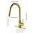 Gold Stainless Steel Kitchen Pull Down Faucet - 360 Rotatable High Spout, Simple Single Handle For Water Temperature And Flow Adjustment, Corrosion Rust-, 15.65 In. Deep, 10.1 Wide, 9.24 Tall, 4.26-1963427268