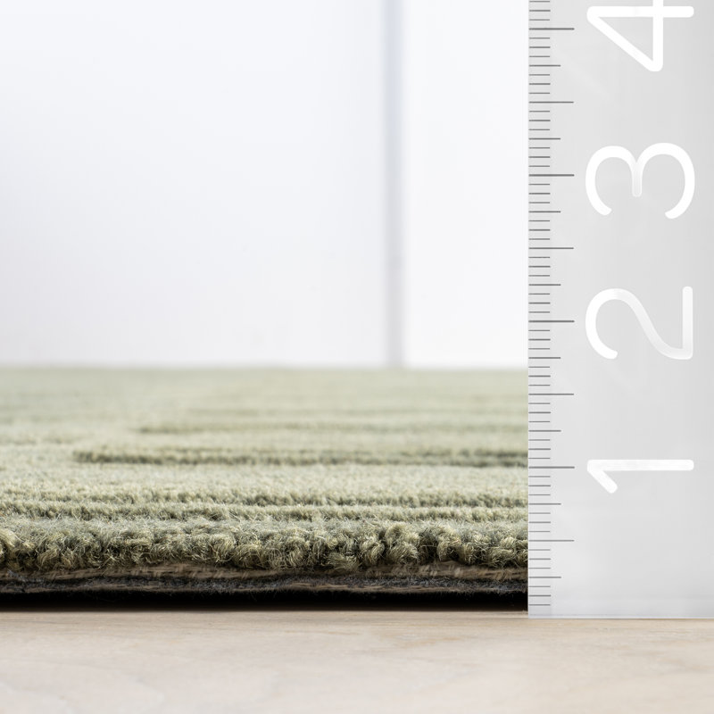 Olive Green Handmade Wool Tufted 6' x 9' Area Rug