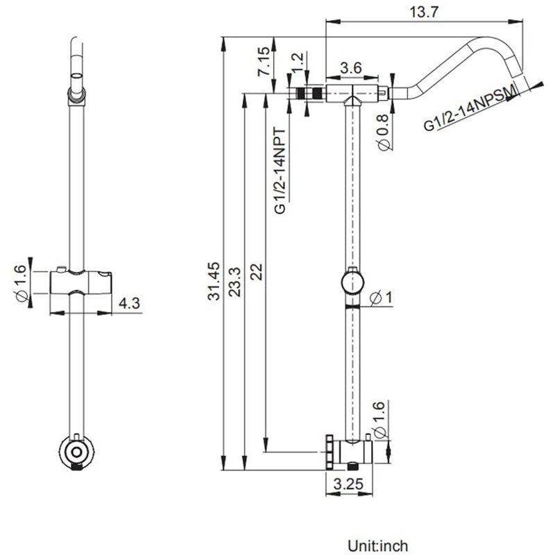 Adjustable Shower Head 2.5 GPM GPM