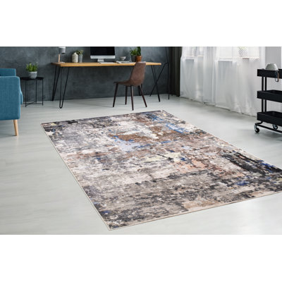 Heiman Collection Grey/Blue/Brown Abstract Area Rug