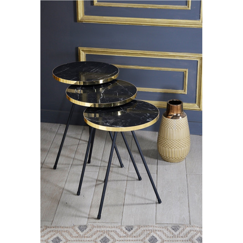 Joanna 14cm Console Table, Black Marble