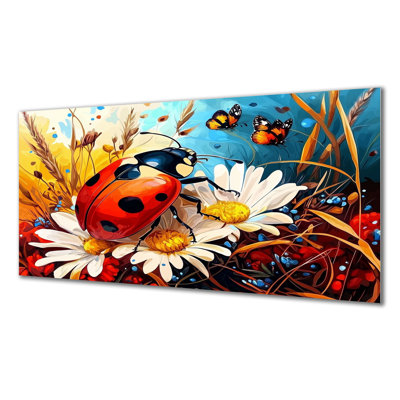 Watercolor Ladybugs Dreamy Garden III - Ladybug Metal Wall Decor, Modern Metal Print