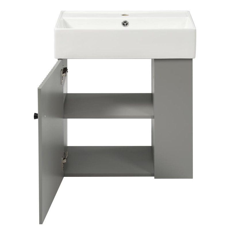 Meuble-lavabo flottant moderne 21,6 po, Gris