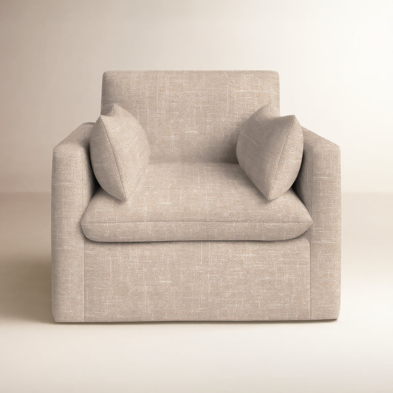 Luna Slipcovered Chair and a Half, Lena Sand Performance Linen Blend