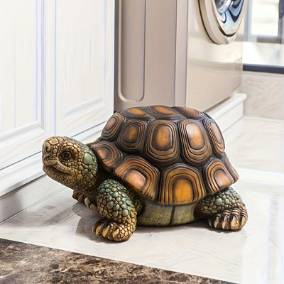 Tabouret de statue de tortue de jardin 18 po, sculpture en résine d'animaux simulés, tabouret décoratif polyvalent pour le salon, le balcon, le bureau, le jardin, la cour et la pelouse