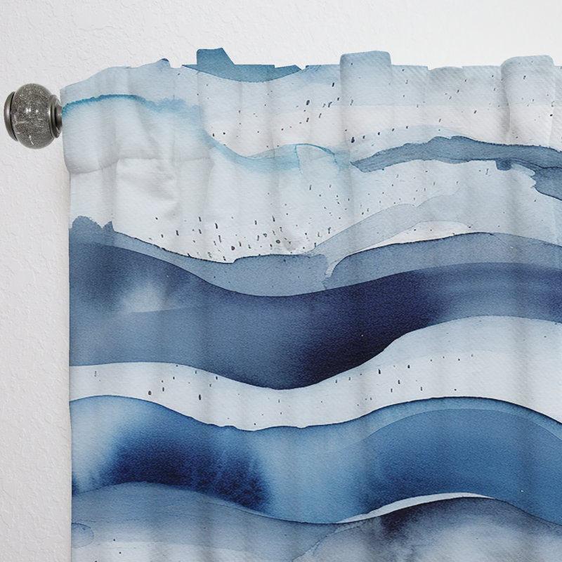Abstrait abstrait vagues bleues classiques II - Rideau fractal - Velours obscurcissant - 1 panneau, L 52 po x L 120 po