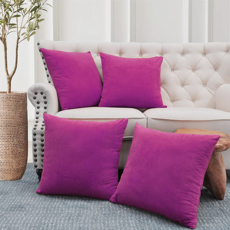 Square Throw Pillow Cover, Fuchia Rose