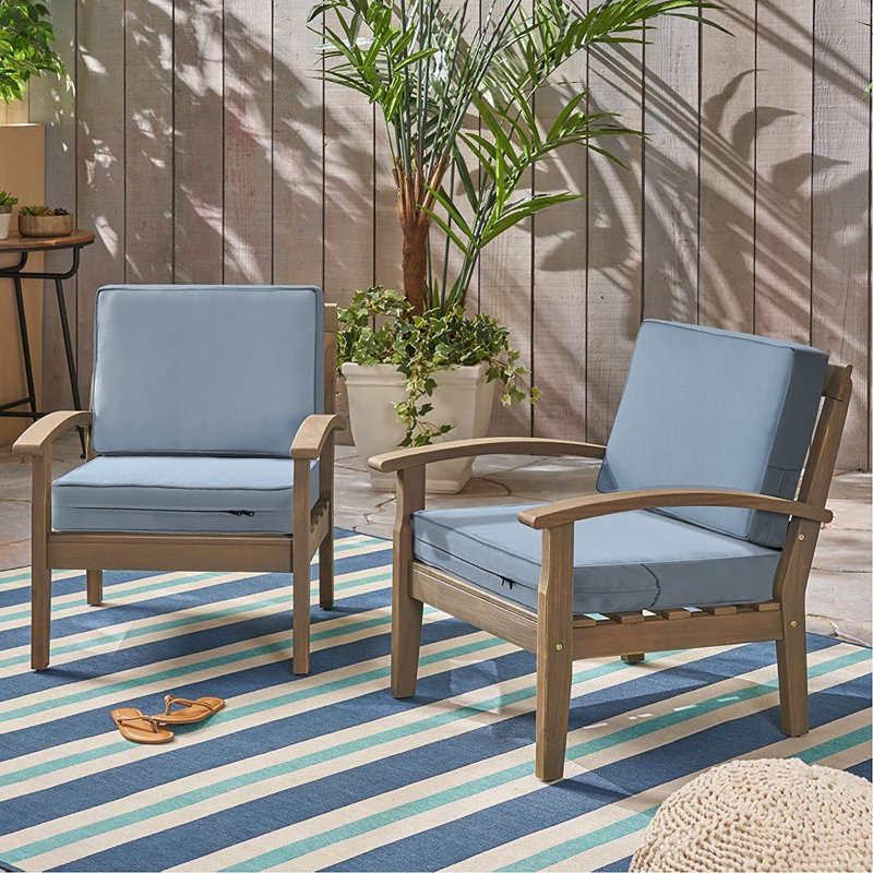 Indoor/Outdoor Seat Cushion, Sky Blue, 12.7cm H x 58.4cm W x 58.4cm D