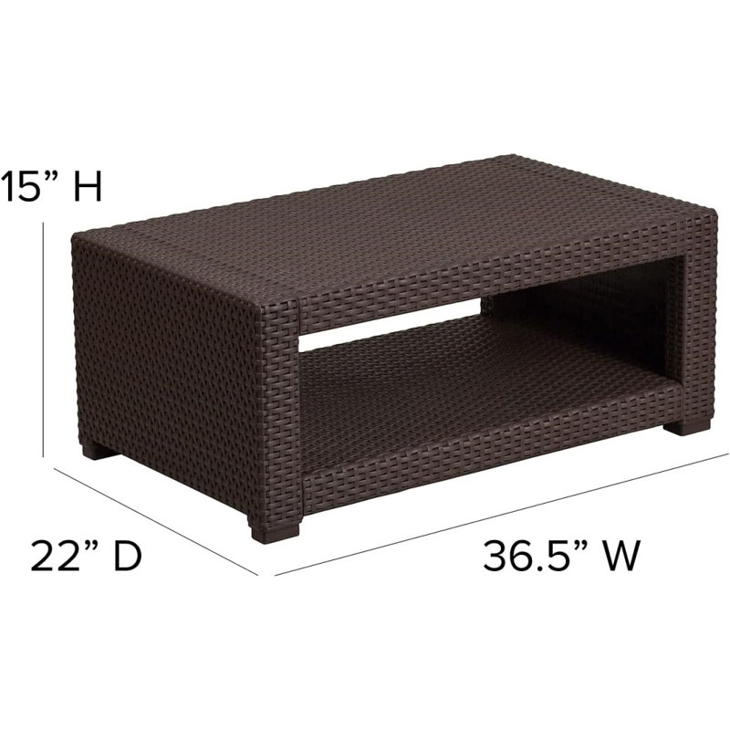 Table basse chocolat et faux rotin