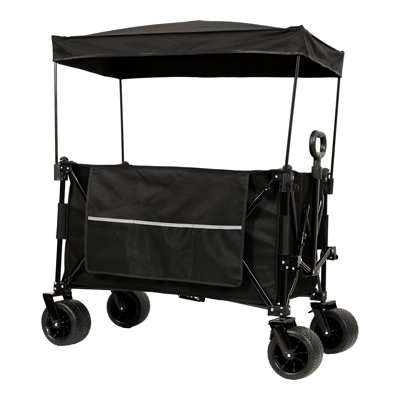 Collapsible Foldable Extended Wagon With Canopy,480Lbs Weight Capacity, Heavy Duty Folding Utility Garden Cart With Big All-Terrain Beach Wheels & Dri -  SHANRUGUOJI, XJ1-W2932P253157